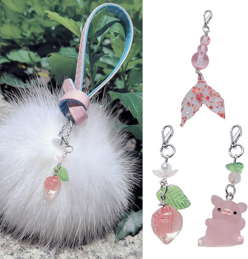 hejhncii Cute Fish Tail Strawberry Pig Hanging Pendant - Sweet Phone Strap Lanyard