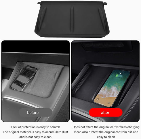 Replacement for Model 3 2017-2023 Phone Charging Pad, Wireless Phone Charging Pad Car Charging Anti Slip Mat Silicone by Qiilu