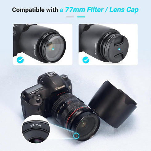 Camera Lens Hood Shade for Canon EF 24-70mm f/2.8L USM, Replaces Canon EW-83F, Compatible with 77mm