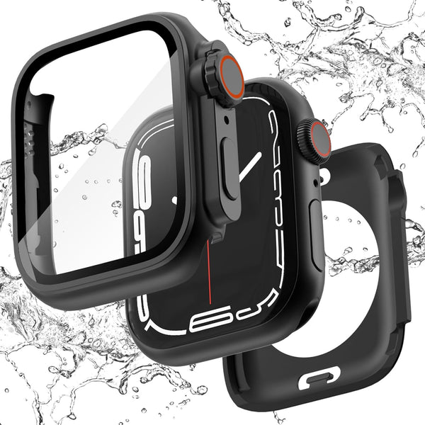 Ultra Look - Fullife 2 in 1 Apple Watch Case Series 9 45mm, Waterproof Screen Protector, Full Protective Bumper (Black)