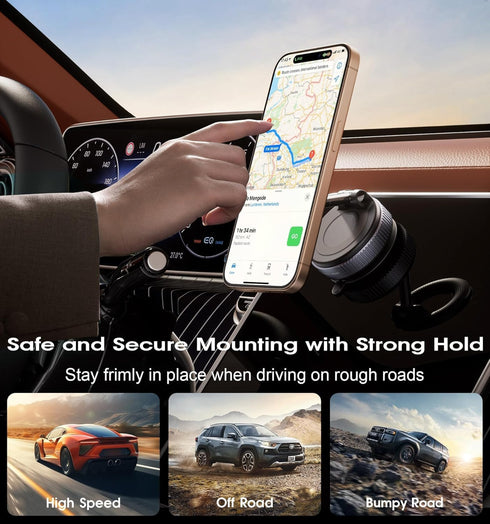 Generic 2026 360 96LBS Premium Upgraded Vacuum Magnetic Car Phone Holder Reinforced Ultra Suction Cup Phone Mount