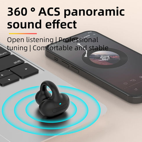 Bluetooth Ear Clip, Single Wireless Ear Bud Clip On, Open Ear Headphone Bluetooth Wireless Headset, Bone Conducting
