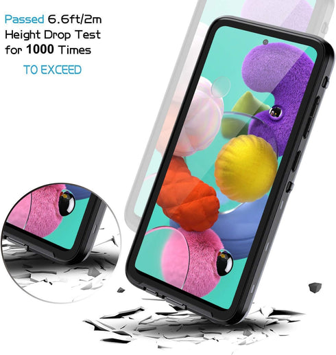 Lanhiem for Samsung Galaxy A51 Case, IP68 Waterproof Dustproof with Built-in Screen Protector, Heavy Duty Phone Case