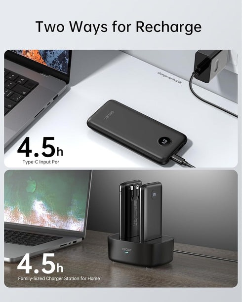 Portable Charger, 2-Pack 10000mAh Power Banks, 15W Fast Charging Battery Pack with Cords for iPhone, Galaxy, Pixel
