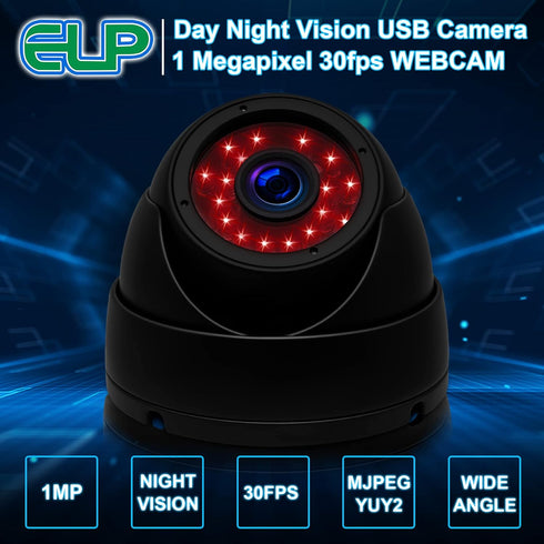 ELP 1 Megapixel Day Night Vision Indoor & Outdoor CCTV USB Dome Housing Camera for Home Security