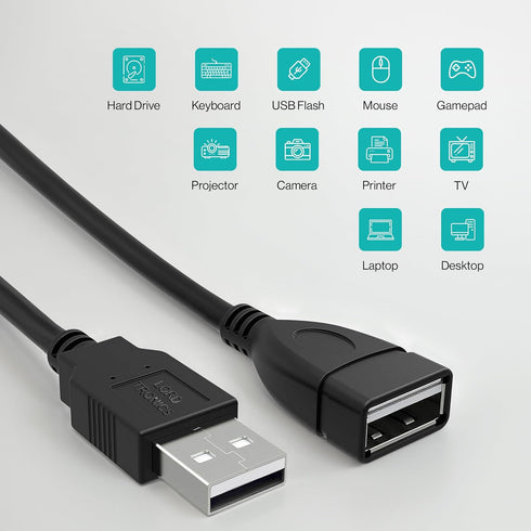 3FT USB to USB Male to Female Extension Cable, USB A Male to USB A Female Data Transfer and Charging Adapter for