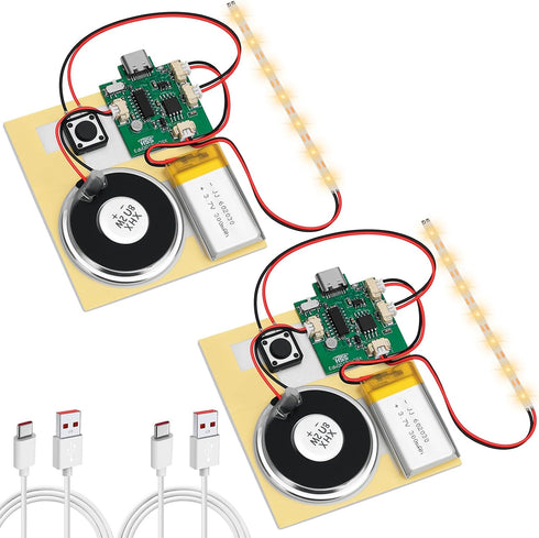 Ransanx 2PCS Customize Recording Module with LED Strip DIY Music Voice Recording Module