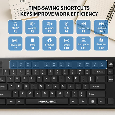 MIKUSO Fade-Proof Lettering Wired Keyboard Full Size - USB Office Keyboard with not Fading Keys,Silicone Anti Slip