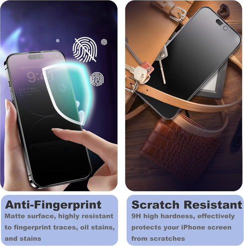 Matte Privacy Screen Protector for iPhone 14ProMax and iPhone 15Plus, Anti-Glare Tempered Glass Film