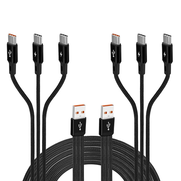 GELRHONR USB C Splitter Cable, USB A Male to 3 Type-C Male Charging Cable, 3 in 1 Nylon Braided Charging Cord, 5A Fast