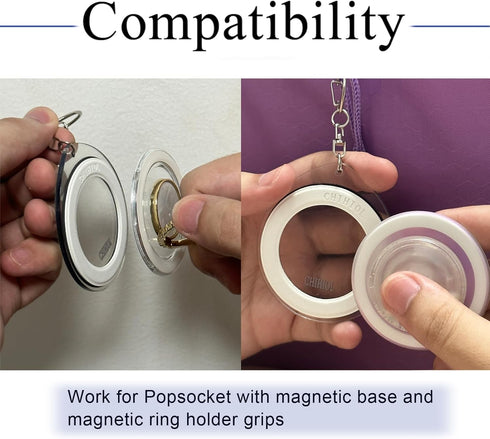 Magnetic Phone Grip Storage Keychain for Bag, Portable Popsocket Magnetic Phone Grip Ring Holder, MagSafe, White