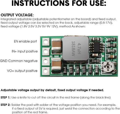Weewooday 20 Pieces Mini Voltage Reducer Module, Adjustable DC 4.5-24V to 5V 3A Buck Converter Power Supply