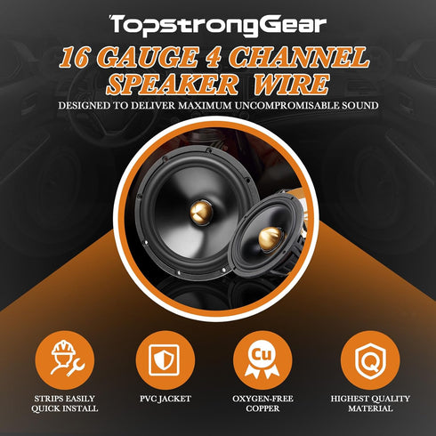 TOPSTRONGGEAR 20 Feet 9-Conductor Speaker Cable - 16AWG 100% OFC, 4-Channel Speaker Wire and Remote Wire