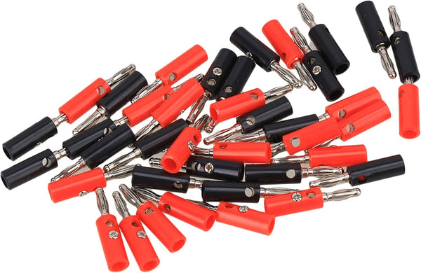 RDEXP 40pcs Nickel Plated 4mm Male Screw Type Banana Plug Multimeter Probe Connectors