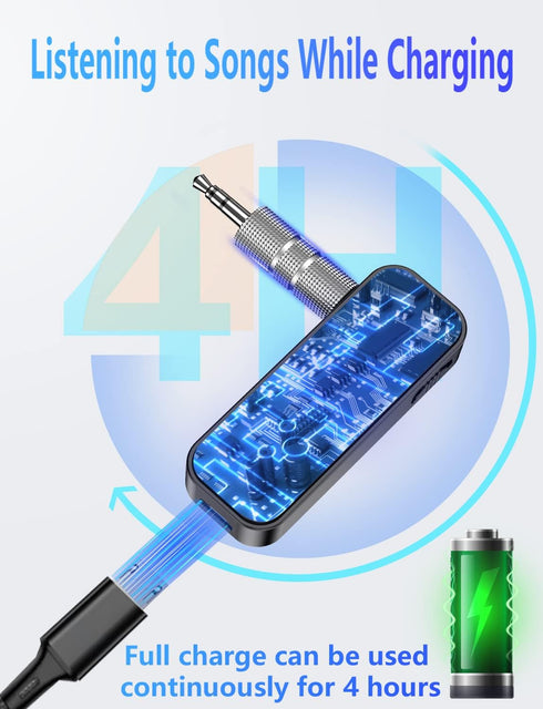 Bluetooth 5.0 Adapter, 3.5mm Jack Aux Dongle, 2-in-1 Wireless Transmitter Receiver for Car, TV Audio, Headphones,