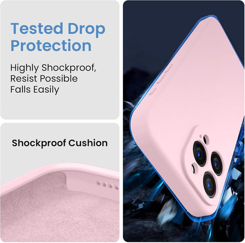FireNova iPhone 15 Pro Max Case, Chalk Pink Silicone, 6.7", Camera Protection, Anti-Scratch Lining + 2 Screen