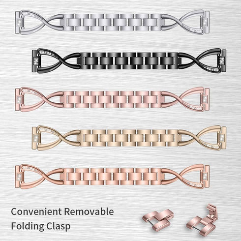 Bling Metal Stainless Steel Watch Band for Vivoactive 4S Smartwatch, Wristband Accessories Compatible with Garmin
