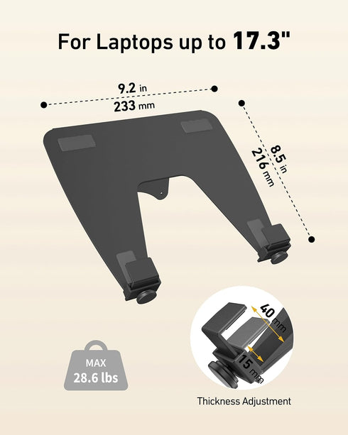 ergounion 100x100mm, 17.3in 28.6lbs Laptop Tray for Monitor Arm - VESA Mount Laptops up to & - Notebook Tray Office