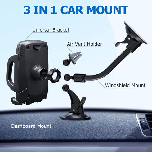 Vansky 3-in-1 17 16 15 14 13 S24 S23 Car Phone Holder Mount, Universal Cell Phone Holder Car Air Vent Holder Dashboard