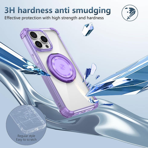 iPhone 14 Plus Case, Military Grade Shockproof Clear Case with 360 Rotatable Magnetic Ring Holder Compatible with