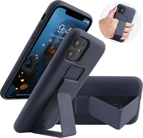 LAUDTEC Silicone Kickstand Case for iPhone 11, Vertical and Horizontal Stand, Soft Liquid Silicone, Blue