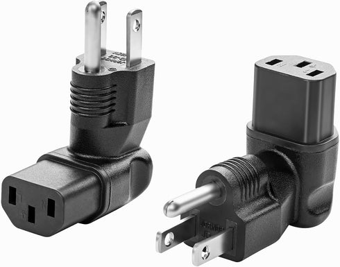 JSADZKJ 3 Prong Power Adapter, 90 Degree 5-15P to C13 Power Convertor (2 Pcs)