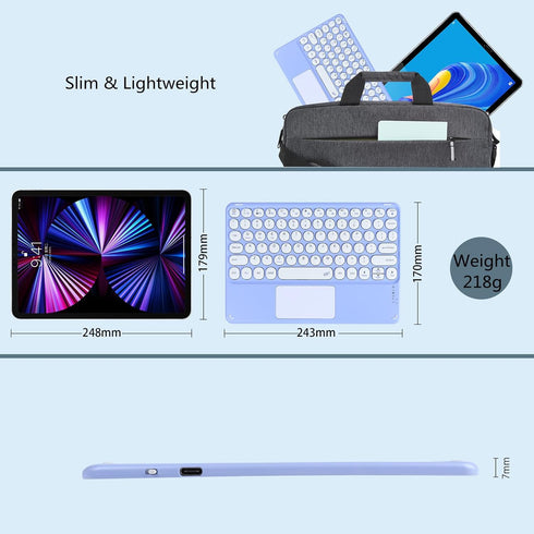 Bluetooth Keyboard, 10-inch Wireless Keyboard with Touchpad, Ultra-Slim Portable Rechargeable for iPad, iPhone, Android