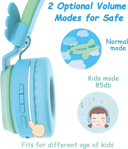 Riwbox BT05 Bluetooth Kids Headphones, Wireless Foldable Headset Over Ear with Mic/TF Card for iPad/iPhone/Tablet