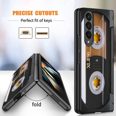 Samsung Galaxy Z Fold 3 Phone Case, Vintage 80s Music Cassette, Slim Fit Hard PC Shockproof Drop Folding Stylish