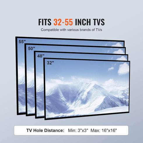 VEVOR 32-55 inch Universal TV Mount for TVs, Height Adjustable Swivel Stand with Tempered Glass Base for Bedroom