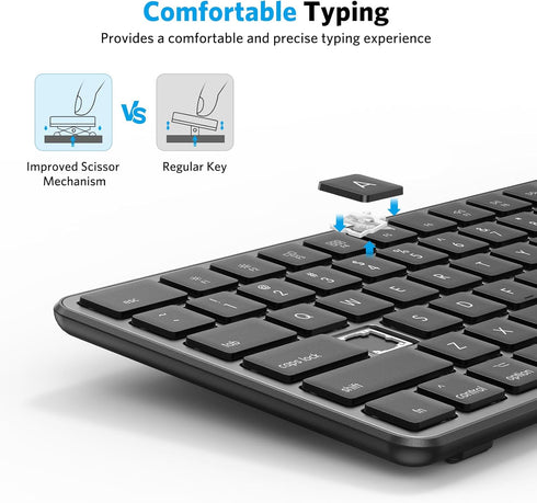 OMOTON Bluetooth Keyboard for Mac, Wireless with Numeric Keypad, Multi-Device, Rechargeable, Compatible with MacBook