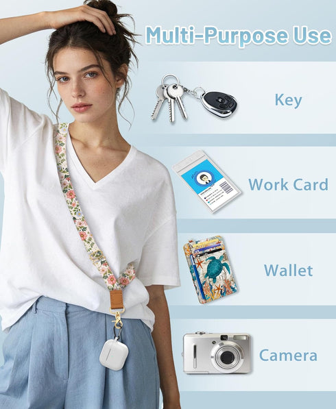 Yonlevres Flower Phone Lanyard Crossbody Strap, Floral Cell Phone Lanyards for around the Neck Wristlet Wrist Strap