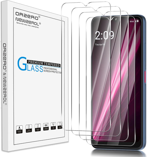Orzero (4 Pack) Tempered Glass Screen Protector for T-Mobile REVVL 6x 5G / REVVL 6 5G, 2.5D Arc Edges, 9H HD