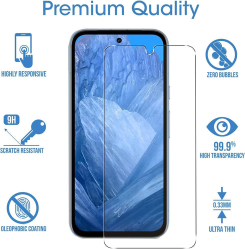 amFilm 3+1 Pack Tempered Glass Screen Protector for Google Pixel 8A, Bubble Free, Anti-Scratch, Case Friendly, Easy