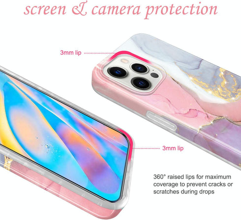 JIAXIUFEN Gold Sparkle Glitter Case, Compatible with iPhone 12 and 12 Pro, Slim Shockproof TPU Soft Rubber Cover, Pink