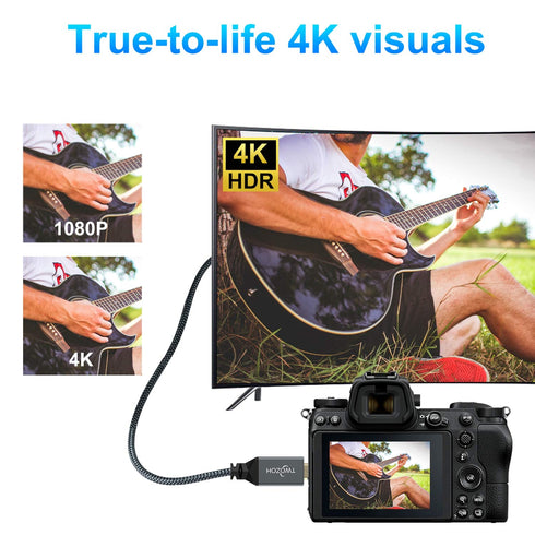Twozoh 4K 1FT, 3D 4K/60Hz 1080p Micro HDMI to HDMI Cable Short High-Speed Full HDMI to Micro HDMI Braided Cord Support