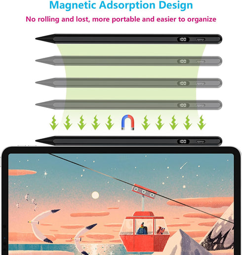 iPencil for iPad, LED Power Display, Pencil with Palm Rejection & Tilt Sensitivity, Stylus Pen for iPad 6/7/8/9/10,