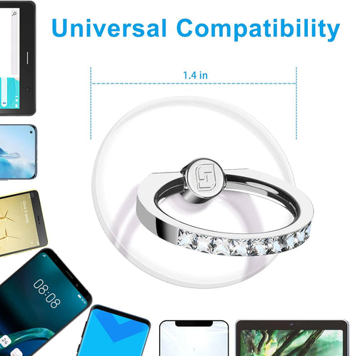 Jsoerpay Transparent Phone Ring Holder 2 Pcs - Clear Cell Phone Ring Holder with Diamond, 360° Rotation