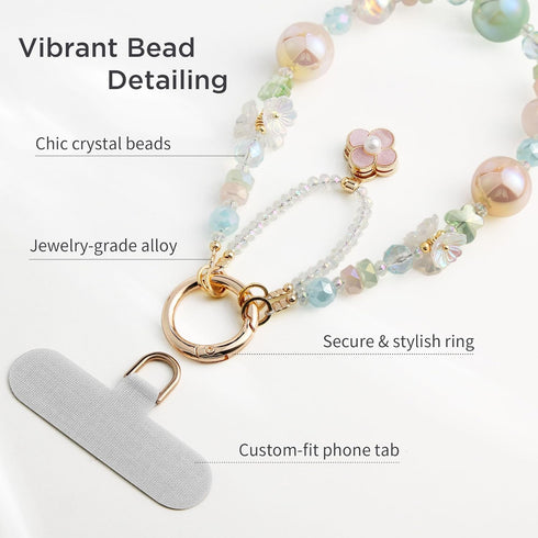 POSADINA Phone Charm for Women, Anti-Theft Phone Wrist Strap Hands-Free & Beaded Chain, Detachable Cell Phone Lanyard