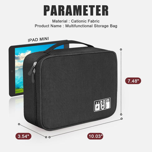 Electronic Organizer Travel Bag for Universal Cable Accessories, Charger, Phone, USB, SD Card, 1 Pack