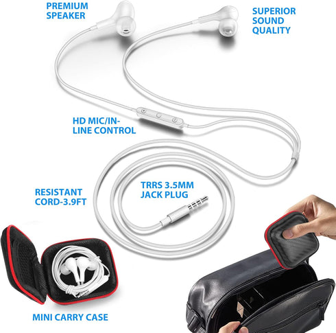 Wired Earbuds Noise Canceling for Chromebook PC School, 3.5mm Headphones Ear Buds with Mic, Magnet Stereo Plug in