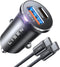 LISEN 95W USB C Car Charger Fast Charging PD65W Super Fast Charging Car Phone Charger Adapter Type C All Metal