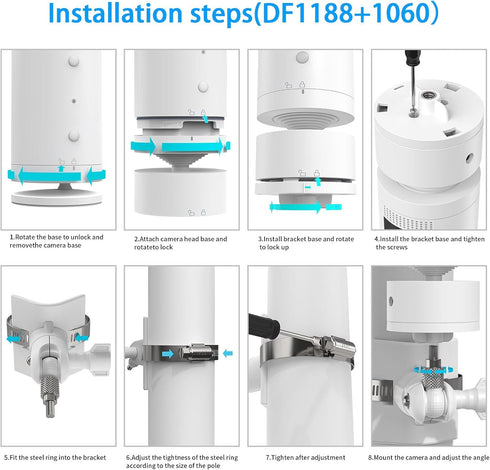Pole Mount Bracket for Pan Tilt Camera - Multifunctional Winding Installation (1 Pack, White)