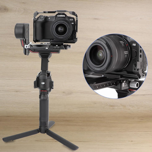 LEFTFOTO Camera Cage for Canon R8 - Protection Frame Rig with Arca Base, Cold Shoe, Strap Slot, for Vlog Shooting