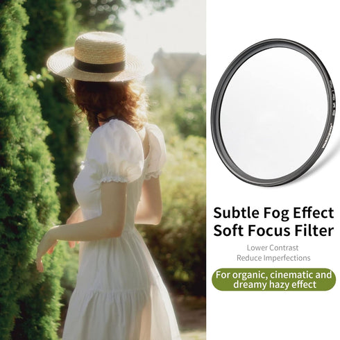 Walking Way White Mist Filter 82MM Soft Focus Filter Circular Diffusion Filter Dreamy Fog Effect Camera Lens Fliter for Video/Vlog/Portrait Photography(Light-Soft 1, 82MM)