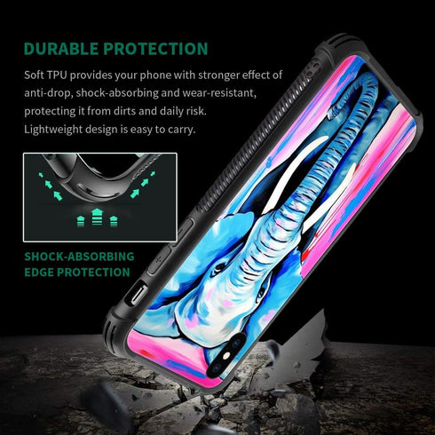 Compatible African Elephants Pattern Design Shockproof Case for iPhone X/XS, Anti-Scratch Hard PC Back Case