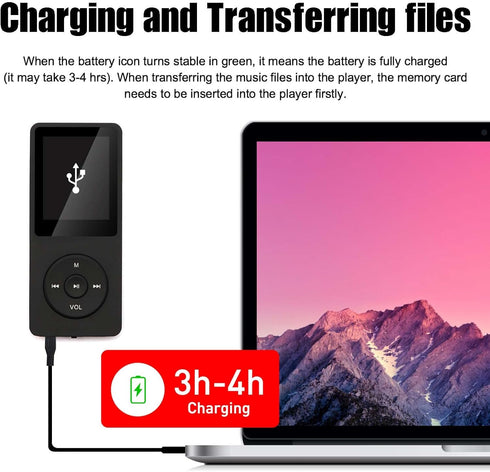 imkavery 128GB MP3 5.2, Player with Bluetooth Portable Black Music Player for Kids with Built-in HD Speaker, FM Radio