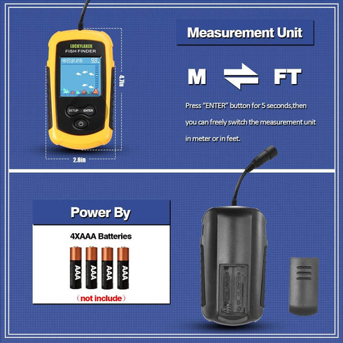 LUCKY Kayak Portable Fish Depth Finder - Handheld Sonar Fishing LCD Display FFC1108