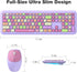 MOFii Wireless Keyboard and Mouse Combo, 2.4G Slim Full-Sized Colorful Keyboard Mouse for PC Laptops (Purple)