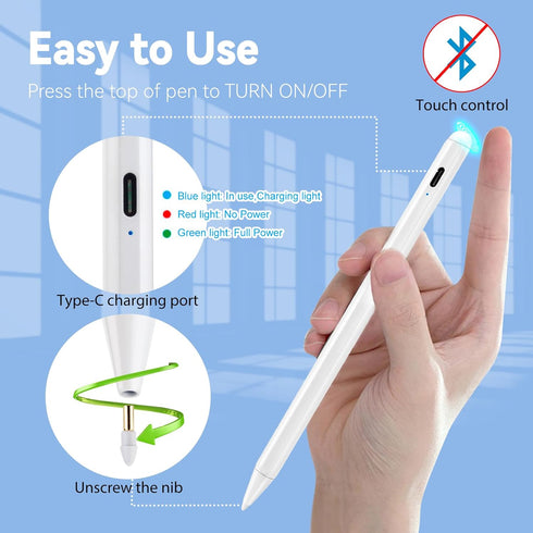 iPad Pro 11" Stylus Pencil, 1.5mm Replaceable Tip Active Pen Compatible with Apple Magnetic Pencil for Drawing and